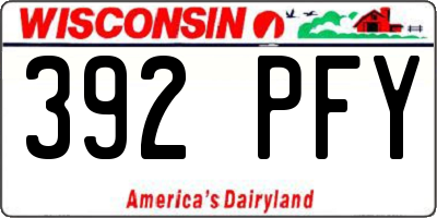 WI license plate 392PFY