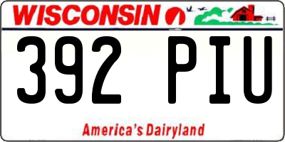 WI license plate 392PIU