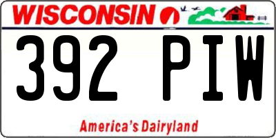 WI license plate 392PIW