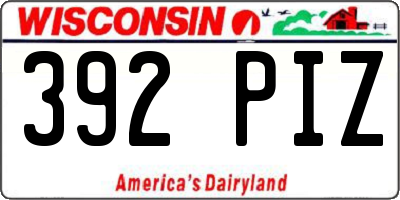 WI license plate 392PIZ