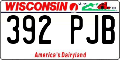 WI license plate 392PJB