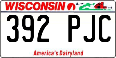 WI license plate 392PJC