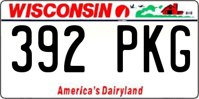 WI license plate 392PKG