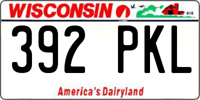 WI license plate 392PKL