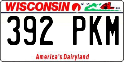 WI license plate 392PKM