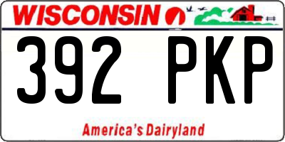WI license plate 392PKP