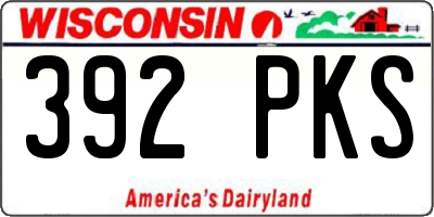 WI license plate 392PKS