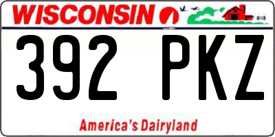 WI license plate 392PKZ