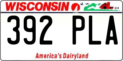 WI license plate 392PLA
