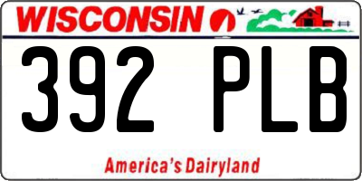 WI license plate 392PLB