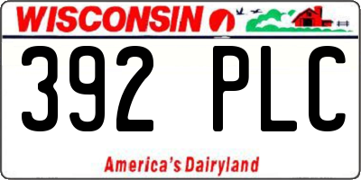 WI license plate 392PLC