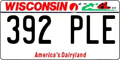 WI license plate 392PLE