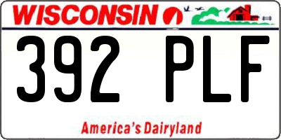 WI license plate 392PLF