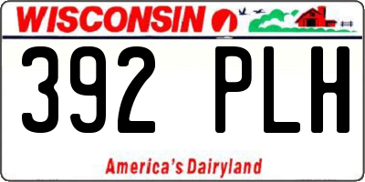 WI license plate 392PLH