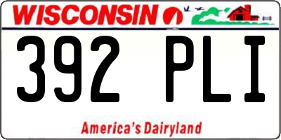 WI license plate 392PLI