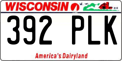 WI license plate 392PLK