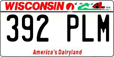 WI license plate 392PLM
