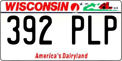WI license plate 392PLP