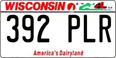 WI license plate 392PLR