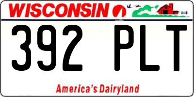 WI license plate 392PLT