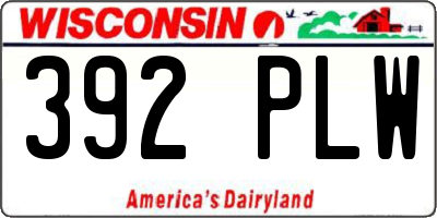 WI license plate 392PLW