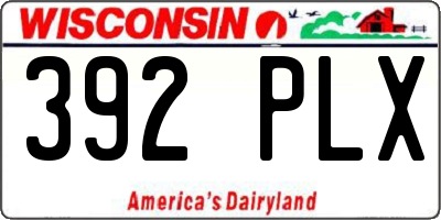 WI license plate 392PLX