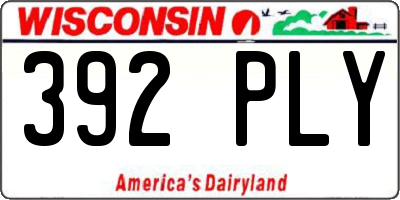 WI license plate 392PLY