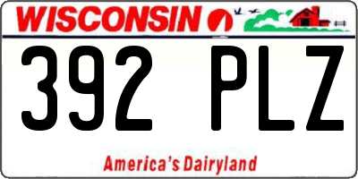 WI license plate 392PLZ