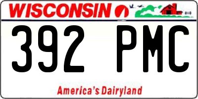 WI license plate 392PMC