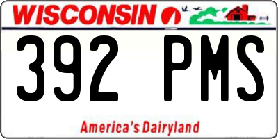 WI license plate 392PMS