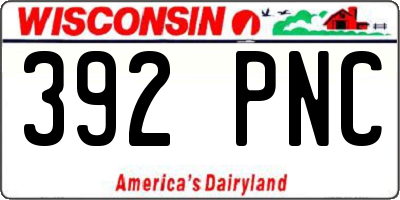WI license plate 392PNC