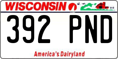 WI license plate 392PND