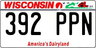 WI license plate 392PPN