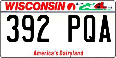 WI license plate 392PQA