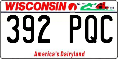 WI license plate 392PQC
