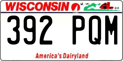 WI license plate 392PQM