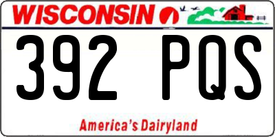 WI license plate 392PQS