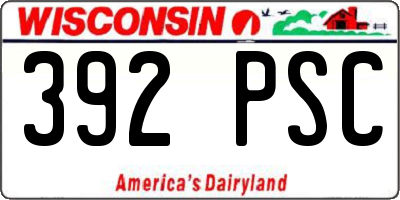 WI license plate 392PSC
