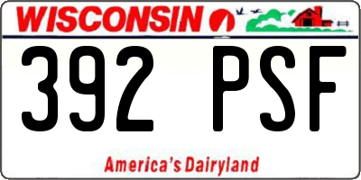 WI license plate 392PSF