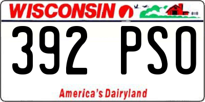 WI license plate 392PSO