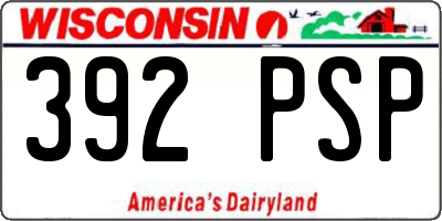 WI license plate 392PSP