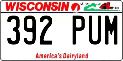 WI license plate 392PUM