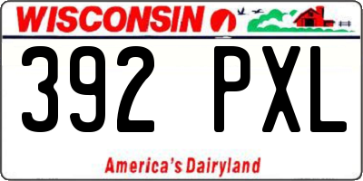 WI license plate 392PXL