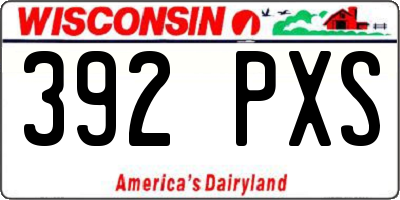 WI license plate 392PXS