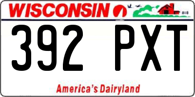 WI license plate 392PXT