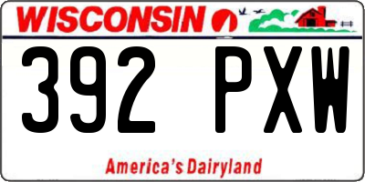 WI license plate 392PXW