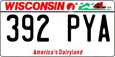 WI license plate 392PYA