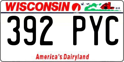 WI license plate 392PYC