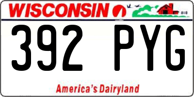 WI license plate 392PYG