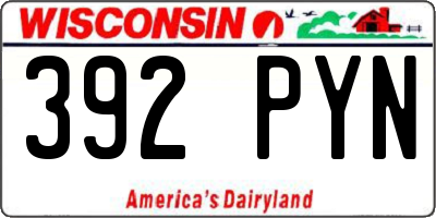 WI license plate 392PYN